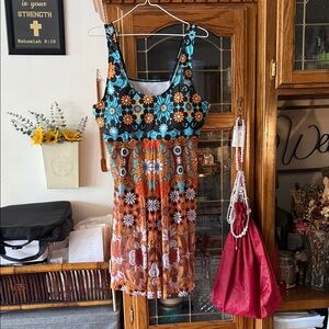 Floral One Piece Swimsuit Dress - Multicolor